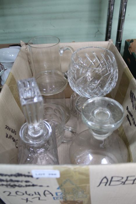 A box of glassware, to include decanters & stoppers
