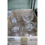 A box of glassware, to include decanters & stoppers