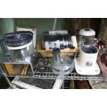 A Magimix with a large selection of accessories, together with a large Kenwood Kmix blender