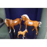 A selection of three Beswick Palomino horses