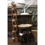 An African elephant stool & carved elephants