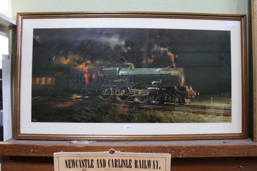 A Cuneo railway print of King George V, together with a vintage railway calendar