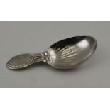 Peter & Ann Bateman, an 18th century silver caddy spoon, bright cut handle, scallop form to bowl, Lo