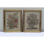 A pair of Victorian petit-point panels "Flowers"