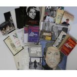 A Leonard Cohen collection, includes; LP records, CDs, books, concert programmes, press cuttings, et
