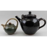 A Winchcombe pottery glazed stoneware teapot with cover, by Ray Finch, together with a small Campden