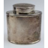 A George III silver tea caddy, plain oval form with cover, London 1818, possibly made