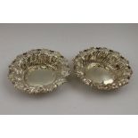 Fenton Brother Ltd, a pair of late Victorian silver bonbon dishes, embossed acanthus leaf rim, 12cm