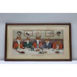 A late Victorian lithograph fox hunting print, 'Mr Fox's Hunt Breakfast on Christmas Day'