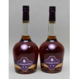 Courvoisier. V.S. Cognac Purple label 1 litre, 2 bottles