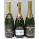 Three bottles of champagne various to include Bollinger (4)