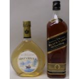 Johnnie Walker Black Label, old Scotch whisky, 12 years old, 1 bottle together with Wilsons Misty R