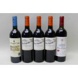 Mixed lot of French red wine, 5 bottles