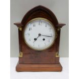 A mahogany & crossbanded mantel clock