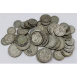 A quantity of pre-1946 two shillings, shillings, and sixpence coins, total weight: 290g