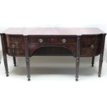 A substantial 19th century mahogany sideboard, flame mahogany frontage with twisted & reeded legs, 2