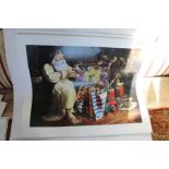 A selection of three limited edition prints, two depicting Christmas scenes, the other of puppies