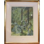 William Russell Flint, signed limited edition print of Three Ladies in a Forest setting
