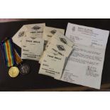 A collection of First & Second World War medals with ribbons & paperwork, includes Air Defence medal