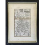 H. MOLL. Framed map titled ‘The County Palatine of Lancaster’, approx 32cm x 20cm. BOOK A VIEWING