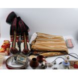 A collection of modern Native American items to include Navajo rug and Native American Jewellery