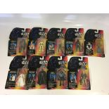 Nine Kenner 1995 and 1996 Star Wars figures to include Princess Leia Organa, Luke Skywalker, Darth