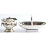 A silver trug dish, hallmarked Sheffield 1928, together with a miniature rose bowl, hallmarked