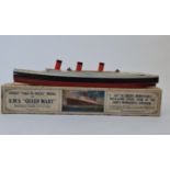 The Chad Valley HMS Queen Mary “Take to Pieces” model in box