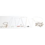 A selection of jewellery, to include a charm bracelet with twelve various charms, various chains,