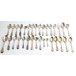 A lot to include twelve George IV silver teaspoons, hallmarked London 1825, together with a