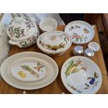 Ten items of Royal Worcester and Portmeirion table ware including Evesham pattern, large Portmeirion