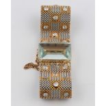 An aquamarine and diamond bracelet, set with an emerald-cut aquamarine, measuring approx. 23x15mm,