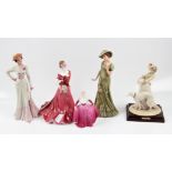Two coalport figures of ladies called Joanne and Jenny together with two capo di monte figures of