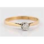 A diamond solitaire ring, set with a round brilliant cut diamond, measuring approx. 0.20ct,