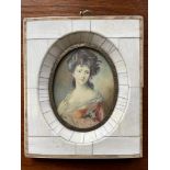 A portrait miniature painting of a young lady. BOOK A VIEWING TIME SLOT ON OUR WEBSITE FOR THIS LOT.