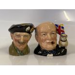 Caricature jug of Field Marshall Bernard Montgomery (Monty) by Royal Doulton with Winston