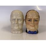 Two Winston Churchill Loving Cups modelled by Andy Moss for Peggy Davies Ceramics, styled after