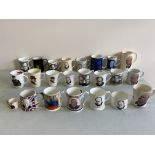 Twenty mugs with the head and shoulders of Sir Winston Churchill, together with two tankards of