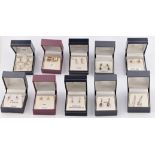 Ten boxes of earrings. BOOK A VIEWING TIME SLOT ON OUR WEBSITE FOR THIS LOT. IMPORTANT: Online