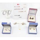 17 pairs of earrings, one single earring, (some A/F). BOOK A VIEWING TIME SLOT ON OUR WEBSITE FOR