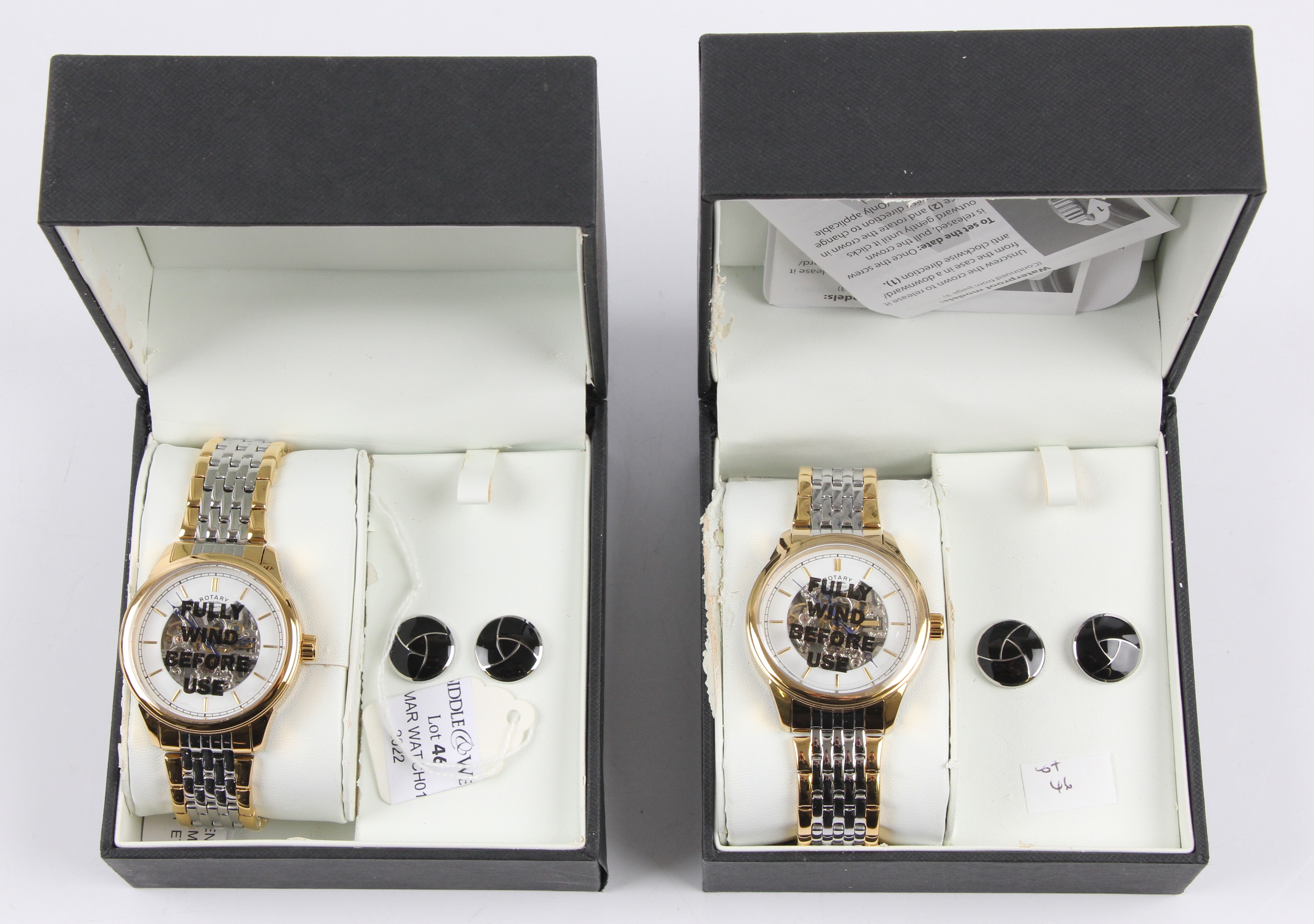 ROTARY. Two Rotary gents automatic skeleton wrist watches. GB00162/02. (Boxed) BOOK A VIEWING TIME