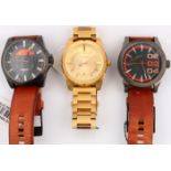 DIESEL. Three Diesel gents wrist watches. BOOK A VIEWING TIME SLOT ON OUR WEBSITE FOR THIS LOT.