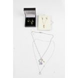 A collection of gemstone set jewellery, to include two pendant and earring sets, a pendant with