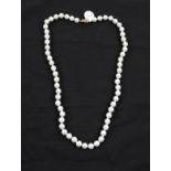 A string of cultured pearls, clasp stamped 375, length approx. 18". RRP £279. BOOK A VIEWING TIME