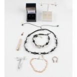 Various jewellery and a watch - to include a pair of GUESS earrings, a tie clip, a pair of red