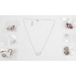 A diamond set necklet, stamped 375, together with five pairs of gemstone set earrings. IMPORTANT: