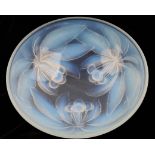 A G.Vallon opalescent glass bowl with cherry and leaf design