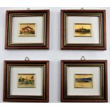A collection of four framed gold leaf pictures.