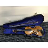 A Goulding and Co. violin in case with bow.