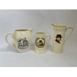 Three ivory coloured Sir Winston Churchill jugs, to include a 1941 Spode jug made for the American